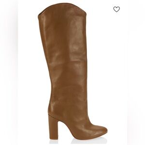 SCHUTZ Gabrielle Up Tan Leather Heeled Block Boots